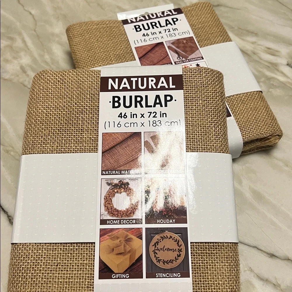 4 yards of Natural Burlap Fabric: 2 Packs with yards per Pack. 46” Wide. New